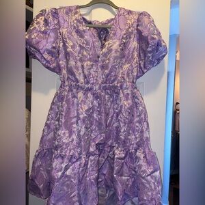 Purple Floral Jacquard Mini Dress